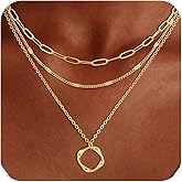 ASCOMY Gold Necklace for Women Layered Necklaces 14K Gold Plated Choker Necklace Layered Cross Pearl Herringbone Paperclip Twist Rope Chain Choker Cubic Zirconia Pendant Necklaces Jewelry Gift for Her