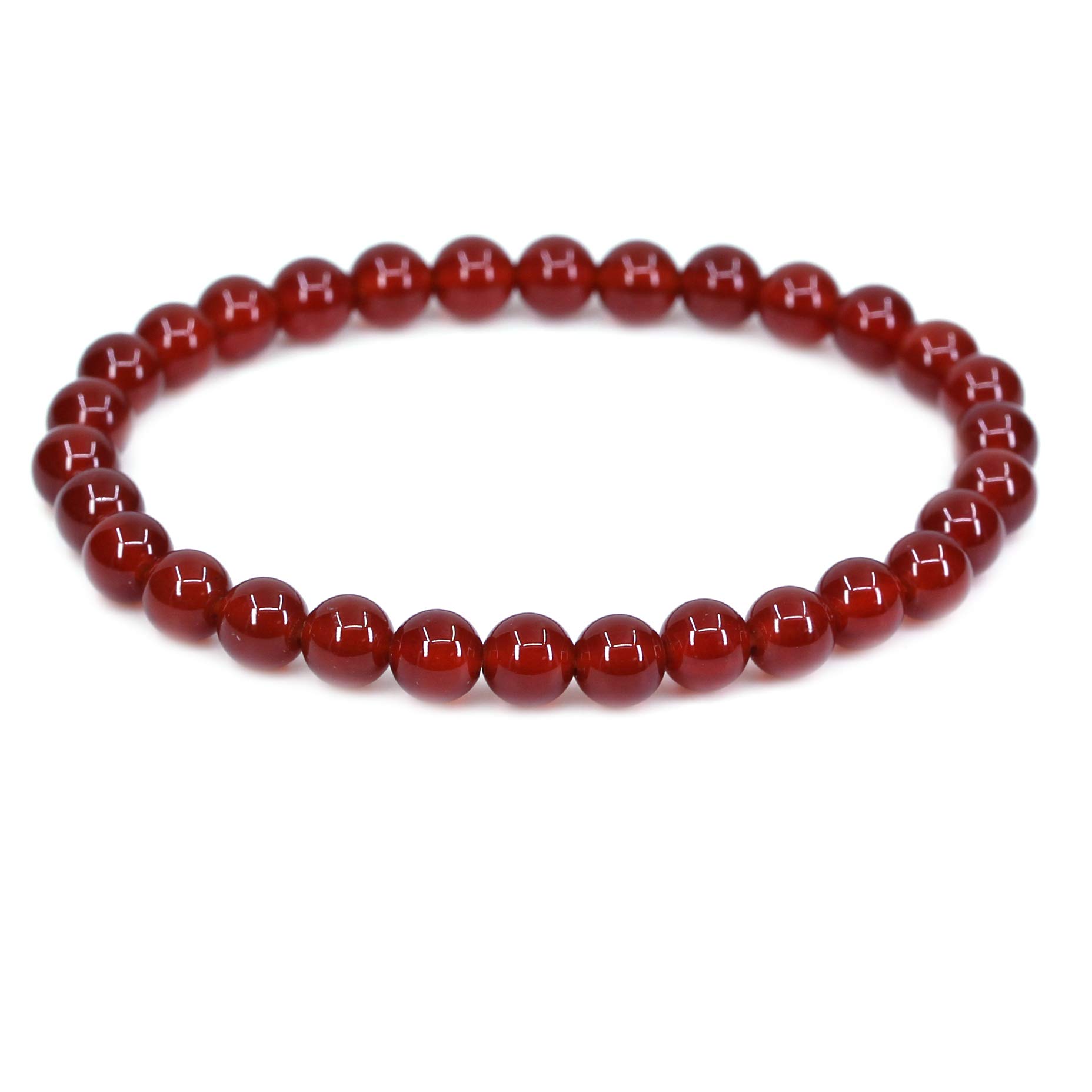 CHENYUE Dyed Red Agate Gemstone 6mm Round Beads Stretch Bracelet 7 Inch — image 1