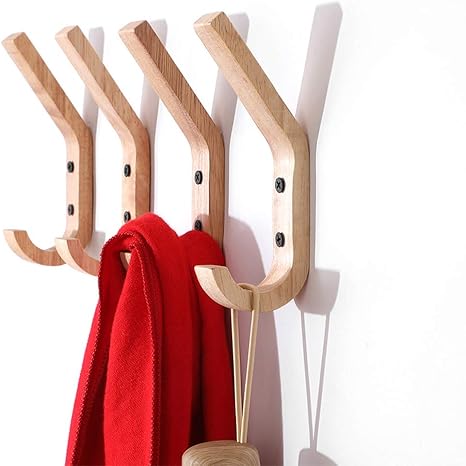TentHome 4 Stück Holz Kleiderhaken Wandhaken Kreative Haken Wand