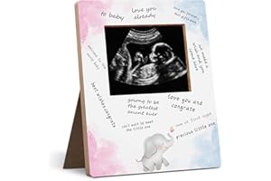 Hatzelou Baby Shower Sign Picture Frame, Elephant Sonogram Picture Frame, Baby Shower Gender Reveal Gifts, Pregnancy Milestone Keepsake 4.3 * 5.3 IN Photos