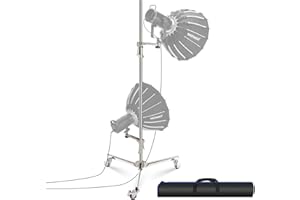 NEEWER 6.5ft/198cm Stainless Steel Light Stand, Heavy Duty Tripod Stand with Caster Wheels, 2 Sliding Arms with Pistol Grip, 