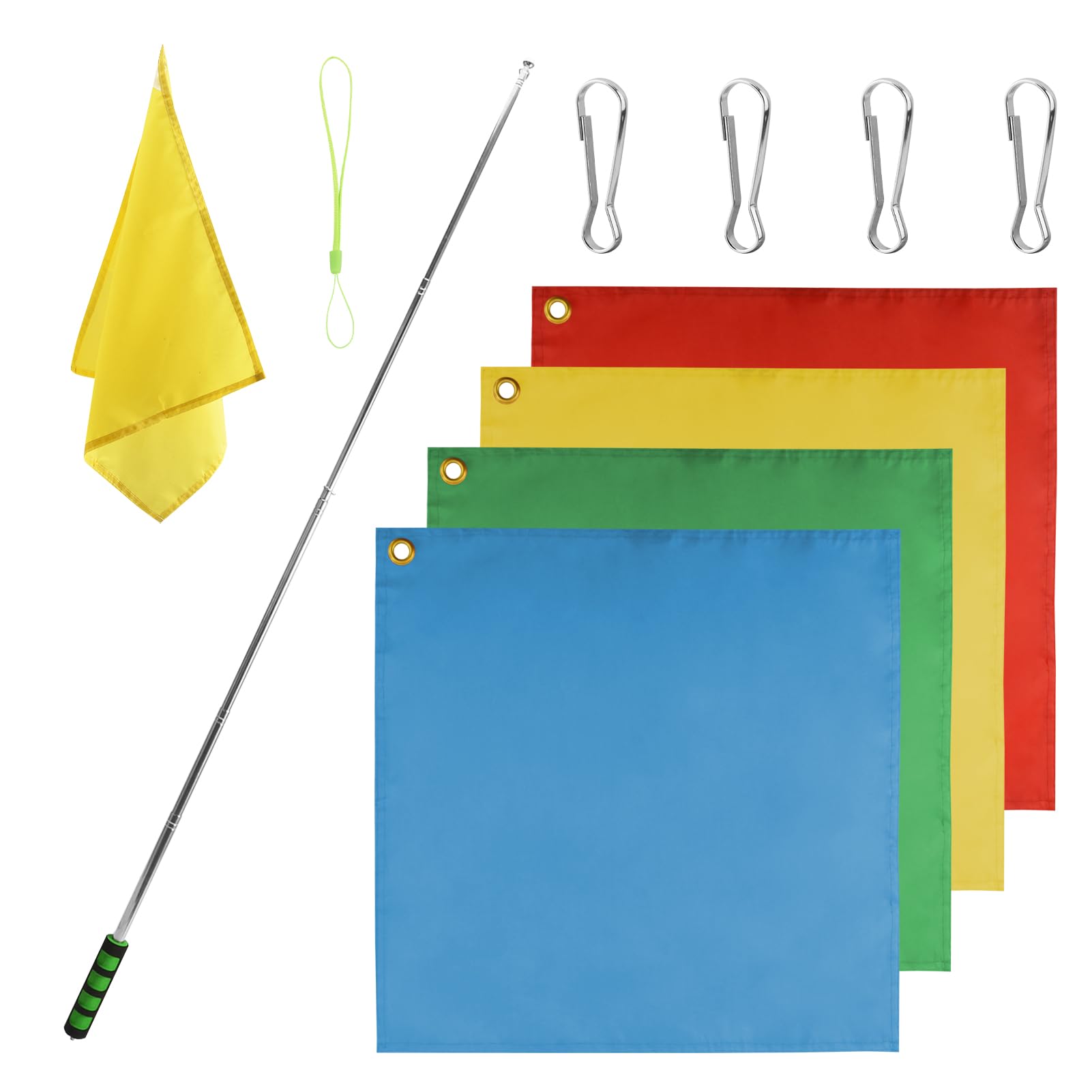 POHOVE 4Pcs Horse Training Flag Tour Guide Flag with 63" Telescopic Stick Handheld Flagpole,Retractable Horse Training Equipment Horse Flag with Clips,for Horse Lunging Training
