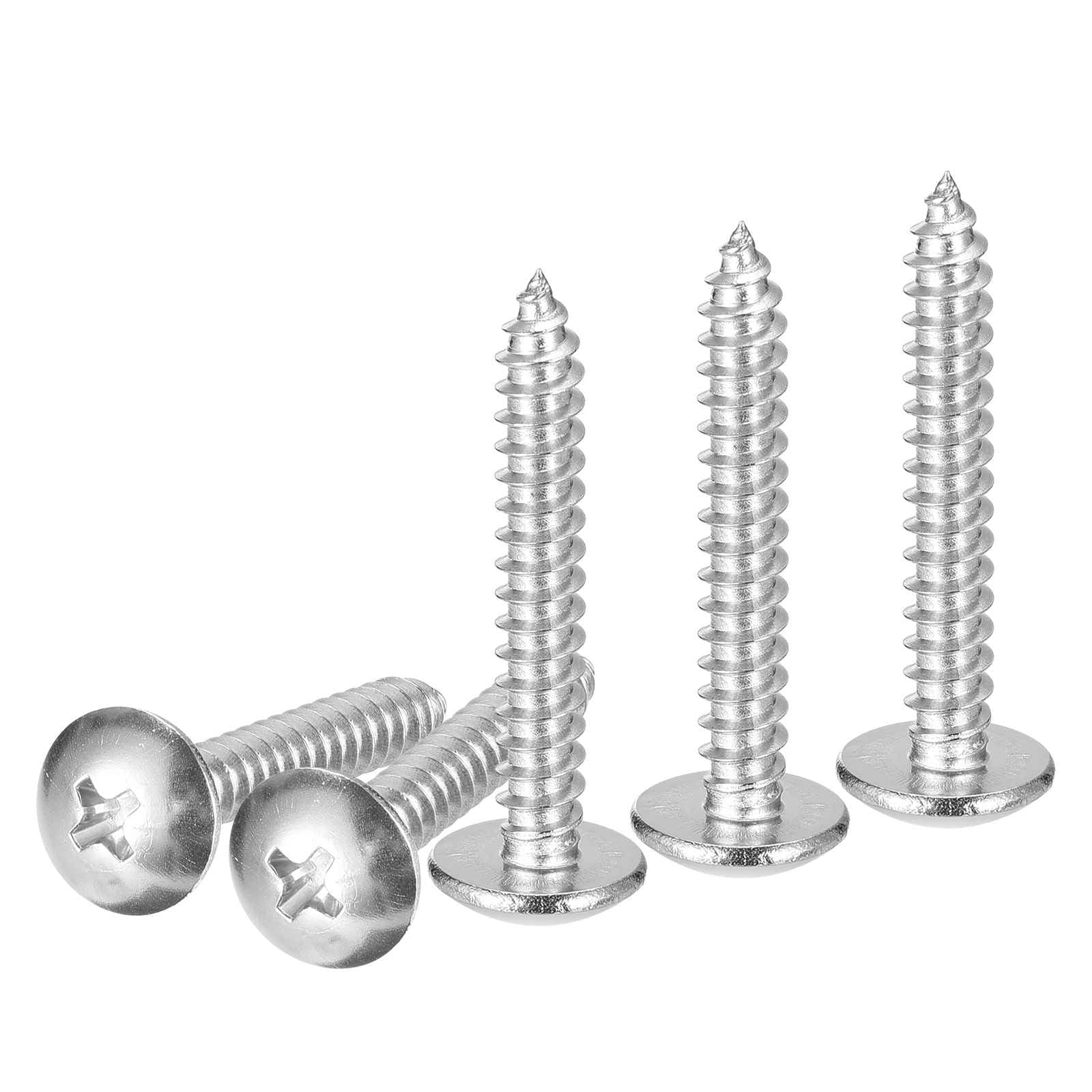 DTGN #10x1-1/2 Sheet Metal Screws - 50 Pack - for Wood, Furniture - 304 Stainless Steel Phillips Truss Head Self Tapping Tip Wood Screws - Silver — image 1