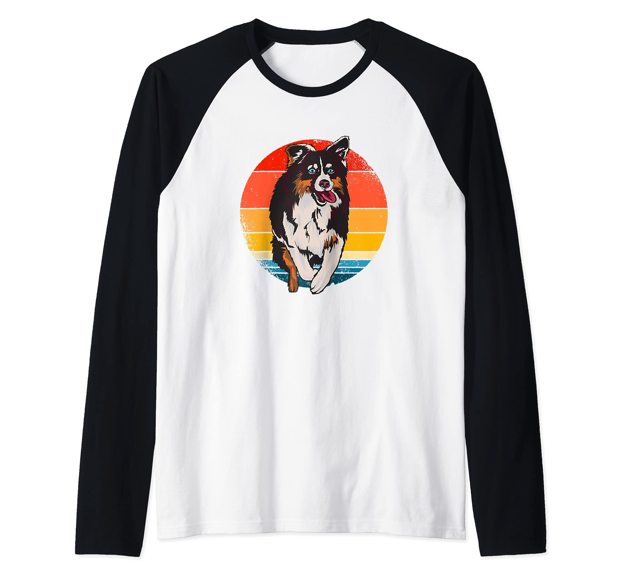 Australian Shepherd Design Aussie Dog Raglan Baseball Tee
