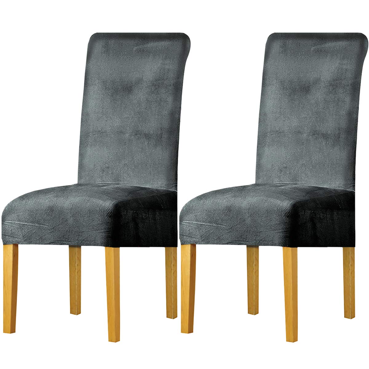 LANSHENG Dining Chair Covers Set of 2, Stretch High Back Chair Seat Protector Slipcovers, Washable Removable Kitchen Chair Covers for Dining Room (Silver Gray, Set of 2)