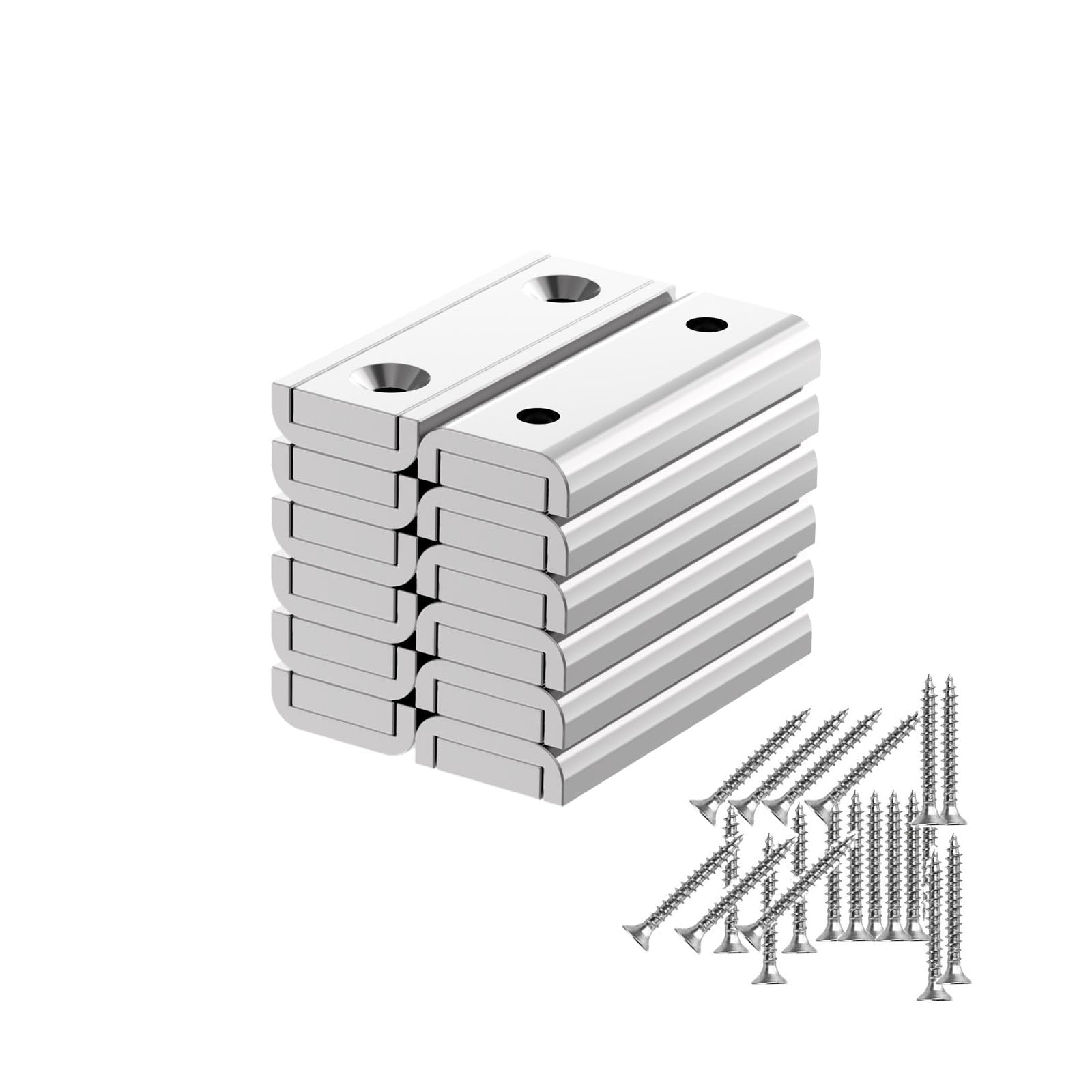Photo 1 of 60LBS Neodymium Rectangular Channel Magnets - 1.50" Length - 12 Pack, Bar Countersunk Hole Magnets with Screws, Strong Industrial Strength Rare Earth Magnet for Mounting, Home, Workshop, Garage