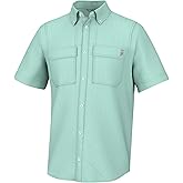 HUK Mens Back Draft Solid Short Sleeve Button Down Shirt, Vented Fishing Shirt for Men