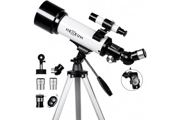 Koolpte 70mm 500mm Telescope for Kids & Beginners, AZ Mount Moon Viewing | 70mm 500mm telescope for kids and beginners; fully multi-coated optics, family stargazing kit with phone adapter and bag.