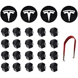 RSZX Tesla Model 3 Y S X Wheel Cap Kit Center Cap Lug Nut Cover (4 Hub Center Cap + 20 Lug Nut Cover) White Tesla Accessories