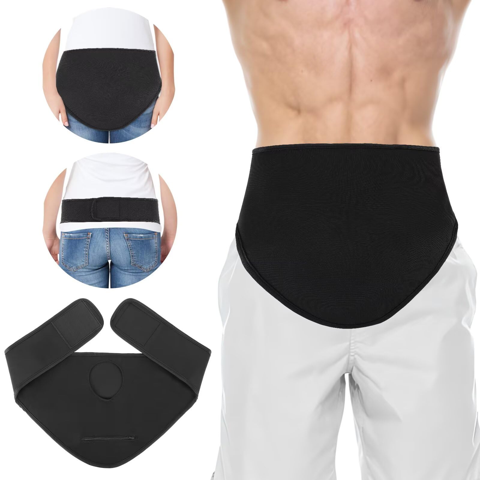 Photo 1 of Ostomy Waist Bag Adjustable Ostomy Belt Ostomy Bag Men Women Ostomy Bag Covers Colostomy Belt, Inner Pocket to Place Ostomy Pouch Ostomy Wrap (Black L Size)