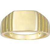 espere 18K Gold Plated Square Signet Pinky Ring Dainty North Star Oval Signet Ring | Lightweight Thick Statement Rings for Women