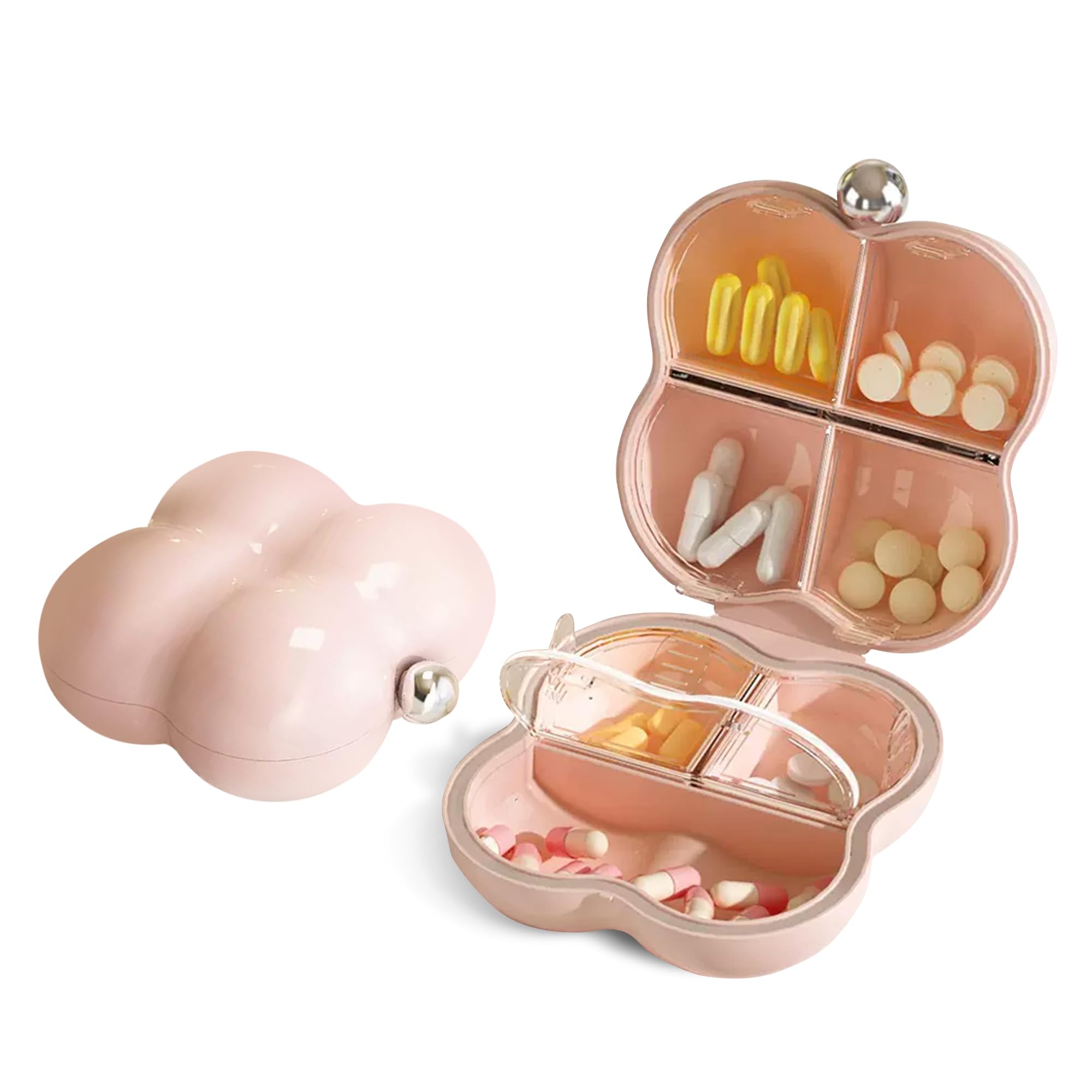 Photo 1 of 1 Pack Pill Organizer for Purse, 7 Compartments Travel Pill Case, Compact and Portable Pill Box, Perfect for On-The-Go Storage, Pill Holder for Purse, Pink