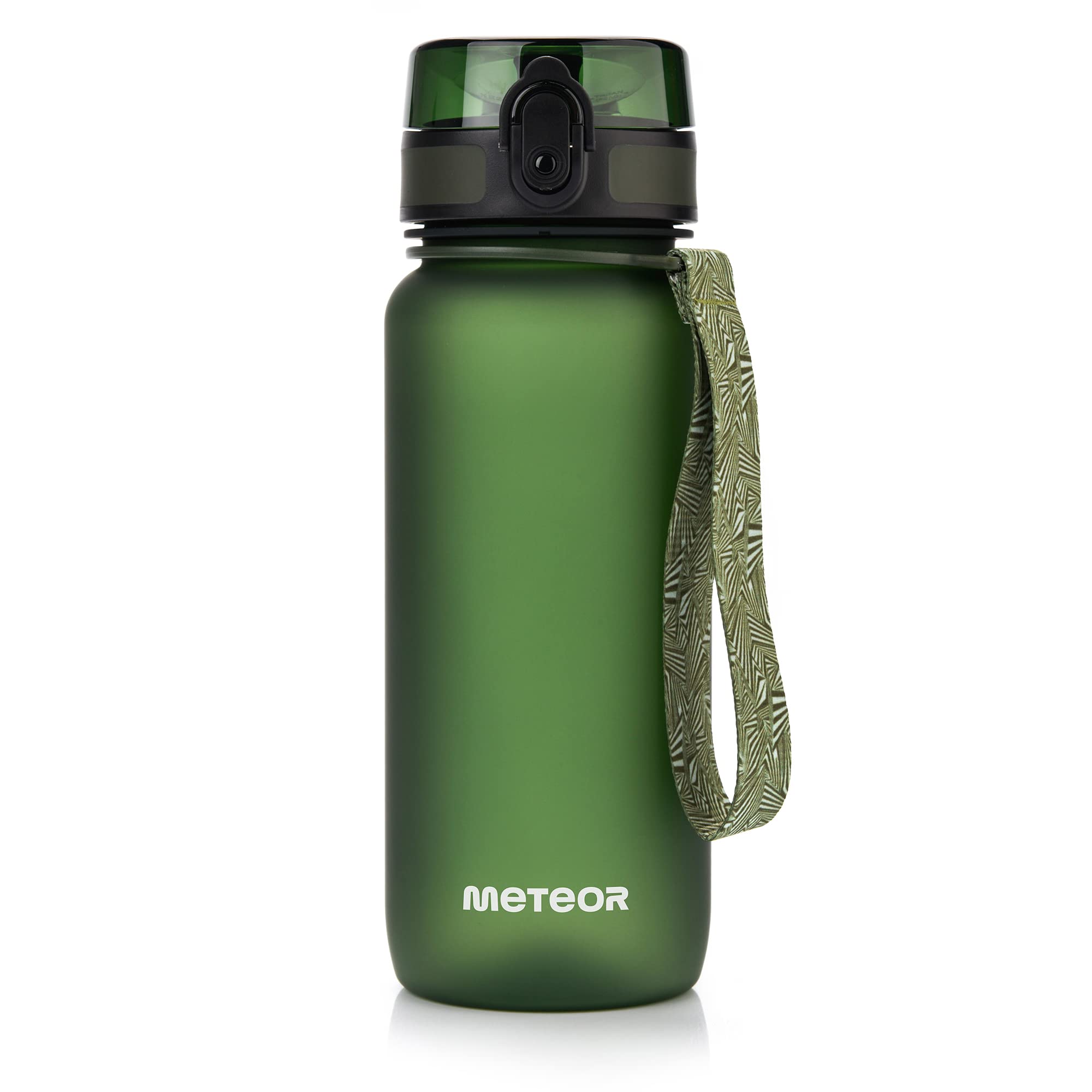 meteor Water bottle 650 ml – Secure flip lid with lock for daily hydration – Durable and practical sports water bottle for training and travel – Sport water bottle Dark Green