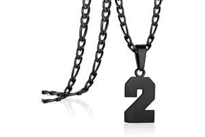 AIAINAGI Number Necklace for Men Stainless Steel Athletes Number Charm Pendant Personalized Sports Jewelry for Boy Basketball Baseball Football