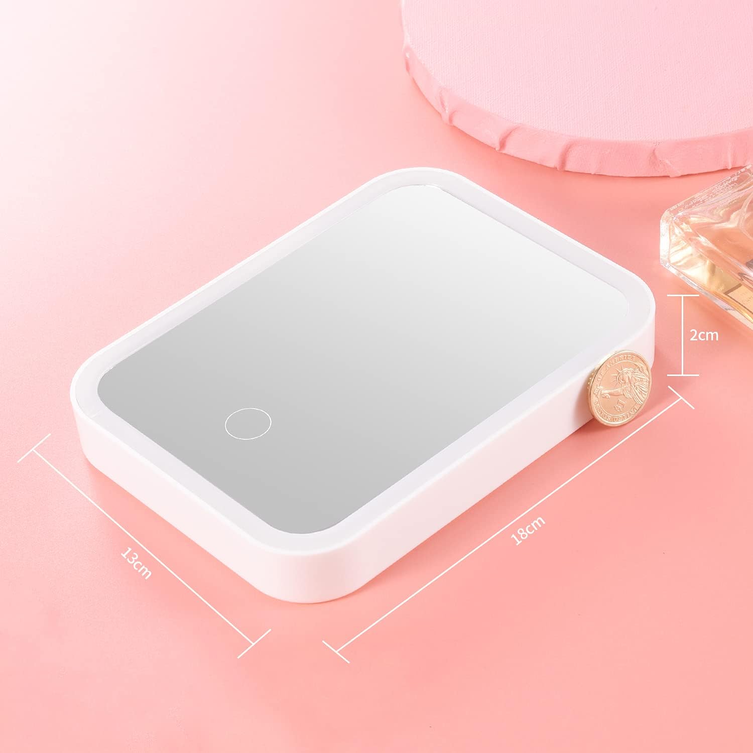 Bird&Fish Vanity Mirror with Lights Makeup Mirror Lighted LED Desk Mirror Touch Control 3 Color Lighting Modes Portable Cosmetic Travel Mirror Tabletop Make Up Mirror USB Rechargeable (White): Kitchen & Dining