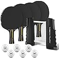 TRICKPLAY Professional Ping Pong Net for Any Table | Portable Anywhere Table Tennis Set with Retractable Net, 2 and 4 Paddle Set, 3-Star Balls, Fitted Storage Case