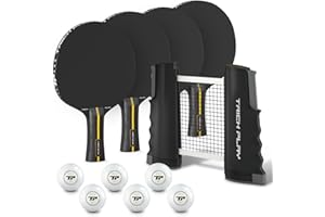 TRICKPLAY Professional Ping Pong Net for Any Table | Portable Anywhere Table Tennis Set with Retractable Net, 2 and 4 Paddle Set, 3-Star Balls, Fitted Storage Case