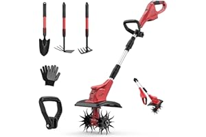 DEJUNPIOOL Cordless Tiller Cultivator for Milwaukee 18V Battery (Tool Only), Folding Design Easy Storage Garden Electric Rototiller with 40 Steel Tines 310RPM, 9.1In Tilling Width and 6.3In Depth