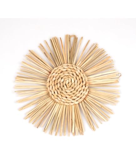 Suspension Murale Bohème En Raphia Tressé - Diamètre 40cm, Décoration Naturelle Artisanale - Pour Salon, Chambre, Bureau