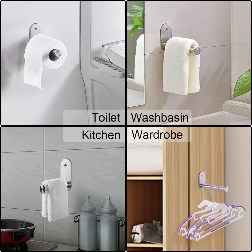 Chrome Toilet Roll Holder, ONEZERO® 3M Self Adhesive Lavatory Paper Roll Holder, Wall Mounted Bathroom Kitchen Roll Holder
