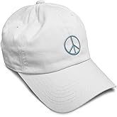 Speedy Pros Soft Baseball Hat Embroidered Dad Hat Thin Peace Sign Light Blue Embroidery Men & Ladies Baseball Cap