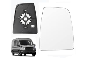 LHCDQSKCW Compatible With 2015-UP Ford Transit T150 T250 T350 Passenger Right Side Heated Mirror Glass, Upper Glass with backing plate, Replace CK4Z17K707D
