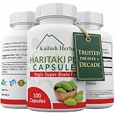 Kailash Herbals Organic Haritaki Capsules - Improves Digestion - Detoxification &amp; Rejuvenation &ndash; Maintains Regularity - Brain Function- 100 Capsules Terminalia chebula | Vegan, Non-GMO