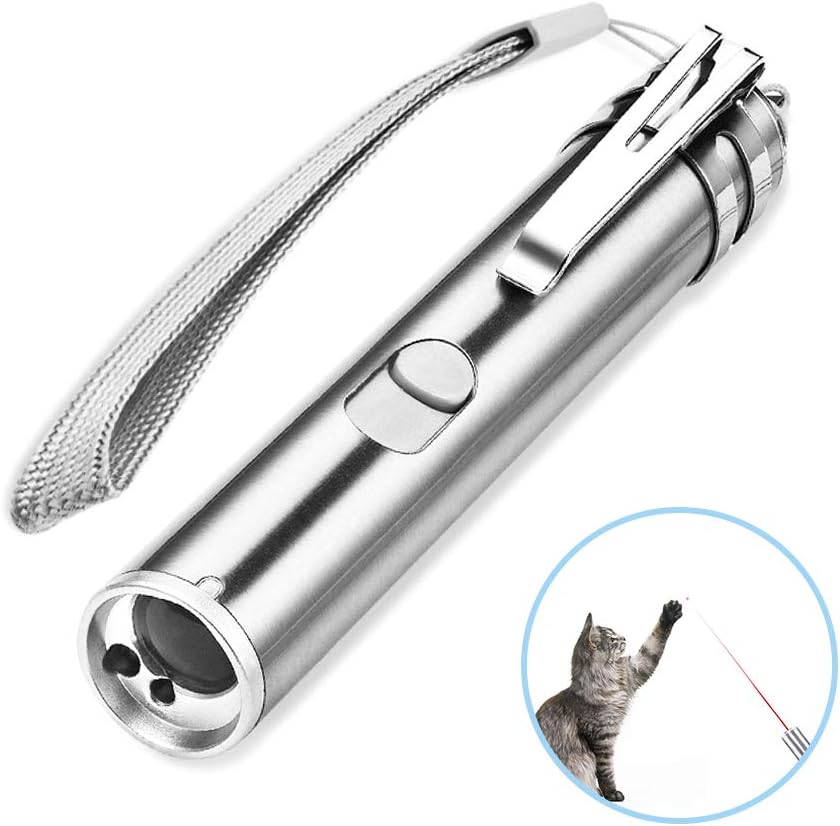 2 in 1 Interactive Cat Catch LED Light Pointer Flashlight Pet Cat Training Tool USB Rechargeable Pet Red Dot Toys