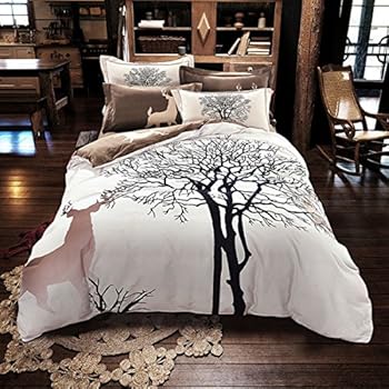 Amazon.com: Svetanya - Tree Deer Printed Pattern - Quilt