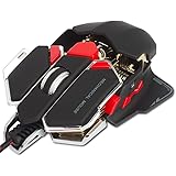 YCCTEAM&reg; 4000 DPI 10 Buttons LED Optical USB Wired Professional Gaming Mouse Mice with Nano, Ergonomic + Real Aluminium Scroll Wheel, Black