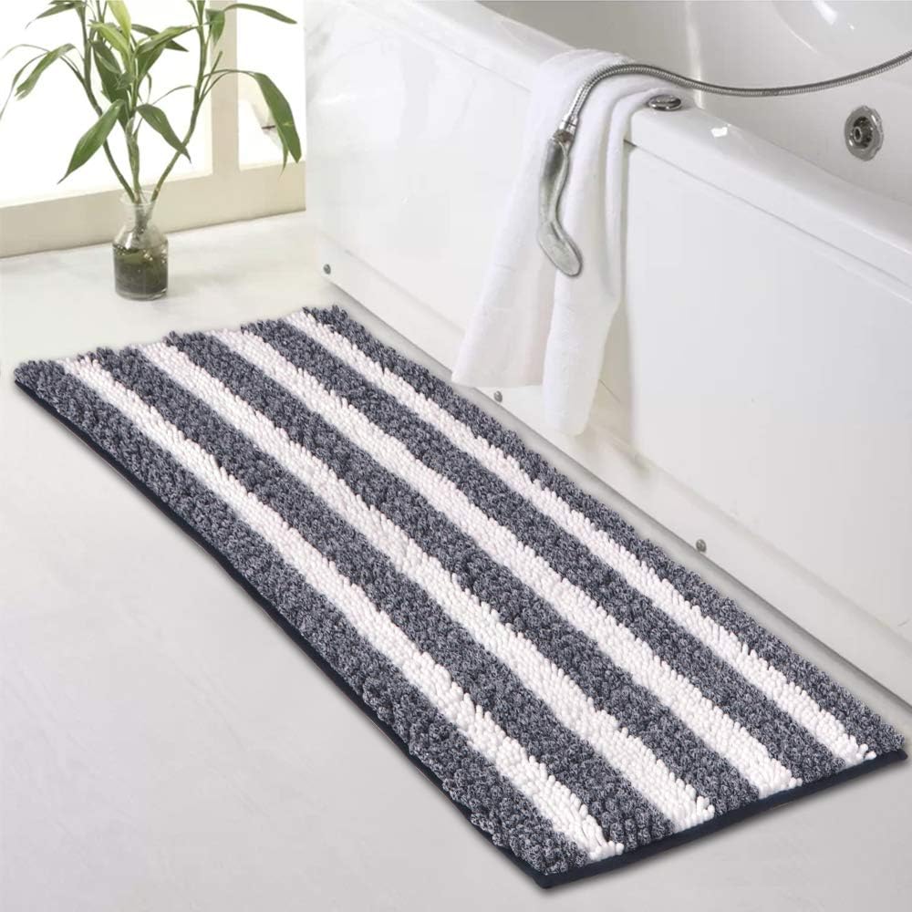 Seavish Luxury Chenille Bath Rugs, 17.7 x 47 Navy Blue and