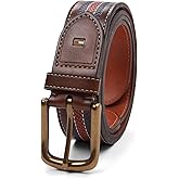 Tommy Hilfiger Men's Casual Belt, Tan/Navy/Red, 42