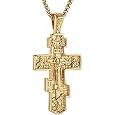 HZMAN Eastern Orthodox Cross Necklace for Men Women Retro Religious Jesus Crucifix Byzantine Cross Christian Pendant Jewelry Gift