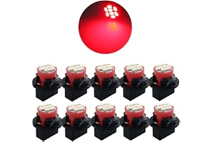 GLOFE T10 194 168 Dash Instrument White LED Light Bulbs Bright Panel Gauge Cluster Dashboard LED Light Bulbs 10Pcs/Set (Red)