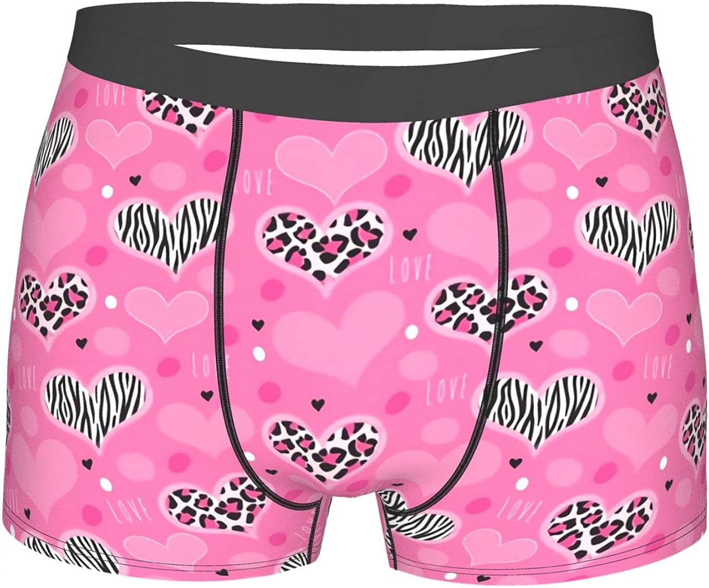 Bjiuda Pink Hearts Mens Boxer Shorts, S Underwear Soft Boxer Briefs