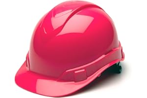 Pyramex Ridgeline Cap Style Hard Hat, 4-Point Ratchet Suspension, Hi-Vis Pink