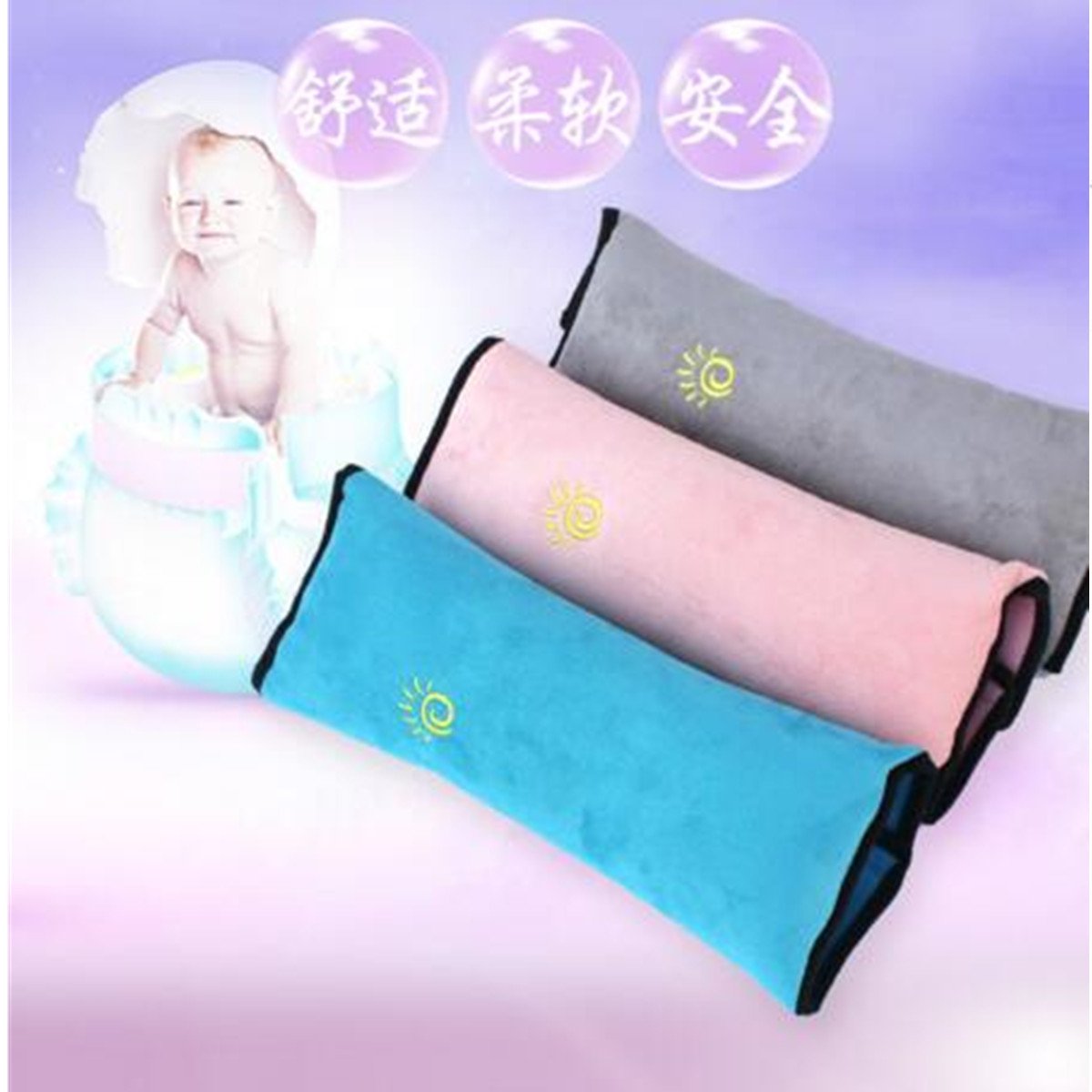 VERISA Car Seat Belt Covers Pillow Adjust Vehicle Shoulder Pads, Safety Belt Protector Cushion, Plush Soft Auto Seat Belt Strap Cover Headrest Neck Support for Kids Baby Adult Rose Red