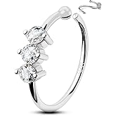 OUFER 925 Sterling Silver Nose Ring Hoop, 20G Nostril Piercing Jewelry, Clear CZ Nose Rings, Nose Piercing Jewelry, Cartilage Earring For Women Men Gift (Silver-8mm)