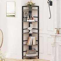 BON AUGURE Rustic Corner Shelf Stand, Tall Industrial Corner