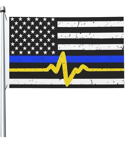 Bandiera Giardino Poliestere Bandiera Linea Blu Polizia 12x18 Pollici USA Con Asta - 2 Bandiere In Set, Poliestere Bandiera Thin Blue Line - Foto 2