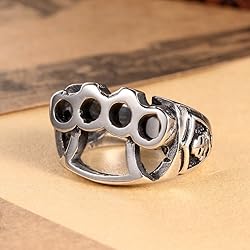 Silver Biker Ring 316L Stainless Steel Boxing