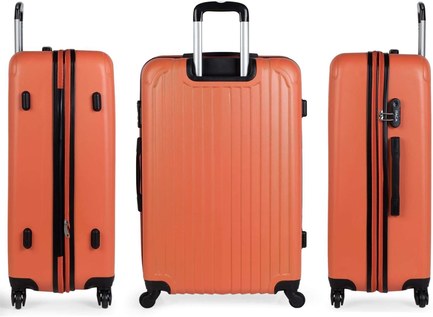 ITACA - Set 2 Suitcases and Beauty case 4 Wheels ABS. Rigid and Lightweight. Padlock. Extensible. Small and Medium, Yellow - Image 3