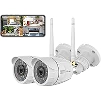 Wansview Outdoor Security Camera, Wansview 1080P Wireless WiFi Home Surveillance Waterproof Camera with Night Vision, Motion Detection, Remote Access, Works with Alexa -W4-2PACK