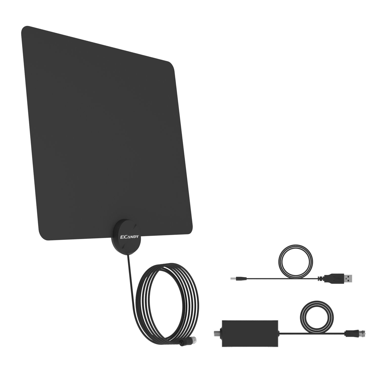 Amplified HDTV Antenna-Ecandy 50 Miles Range Digtial HD Antennas with 13ft Copper Coaxial Cable