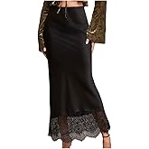 Floerns Women's Elegant Lace Maxi Skirt Low Rise Formal Wedding Guest Fishtail Skirt