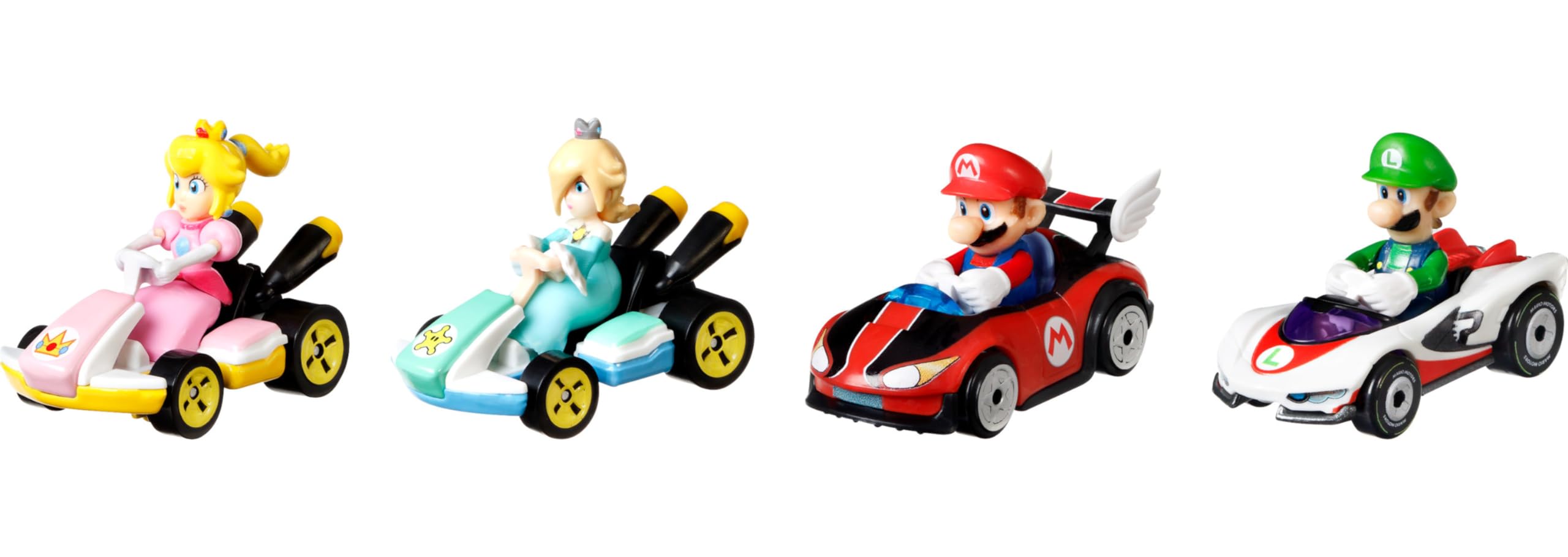 Hot Wheels GXX97 Mario Kart Vehicle 4-Pack, Fan-Favorite Characters Includes 1 Exclusive Model, Collectible Gift for Kids & Fans Ages 3 Years Old & Up, Multicolor, 5.08 cm*3.18 cm*7.62 cm
