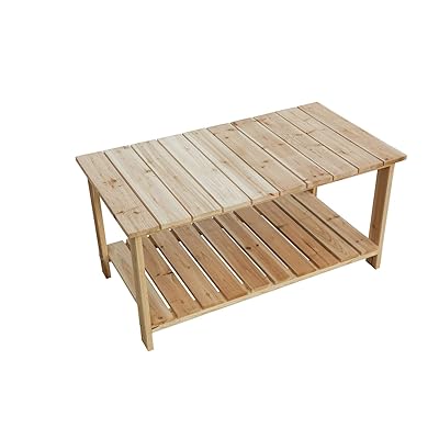 Buy Lokatse Home Outdoor Coffee Table Natural Wood Patio Furniture With 2 Shelf Storage Organizer Online In Vietnam B083pvlcnq