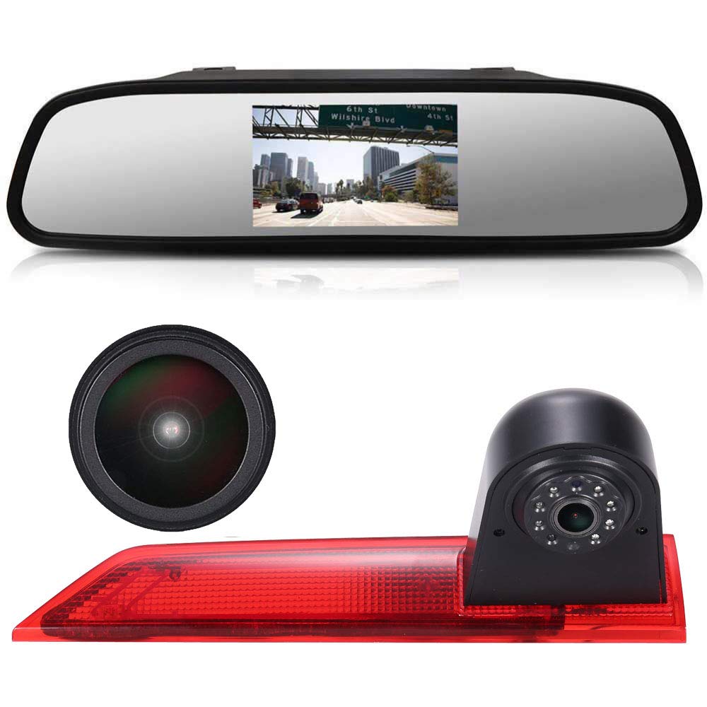 〔4.3'' rearview mirror + 18mm Camera〕Light Brake Car Roof rear camera for Ford Transit Custom 2012-2016
