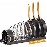 Norcalway Adjustable Bakeware Pots and Pans Organizer Under Cabinet,14 Dividers Cookie Sheet Baking Pan Pot Lid Organizers