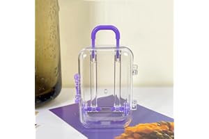 Plastic Transparent Purple Mini Travel Suitcase Boxes for Women Men Small Handbag Luggage Storage Box Decoration Accessories